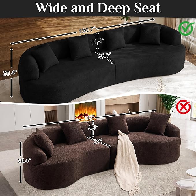 131" Oversized Sectional Sofa for Living Room, Modern Luxury Plush Chenille - Image 5