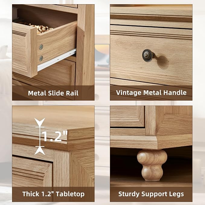 Joaxswe 24" Wide Farmhouse Night Stand Set of 2, Large End Table - Image 5