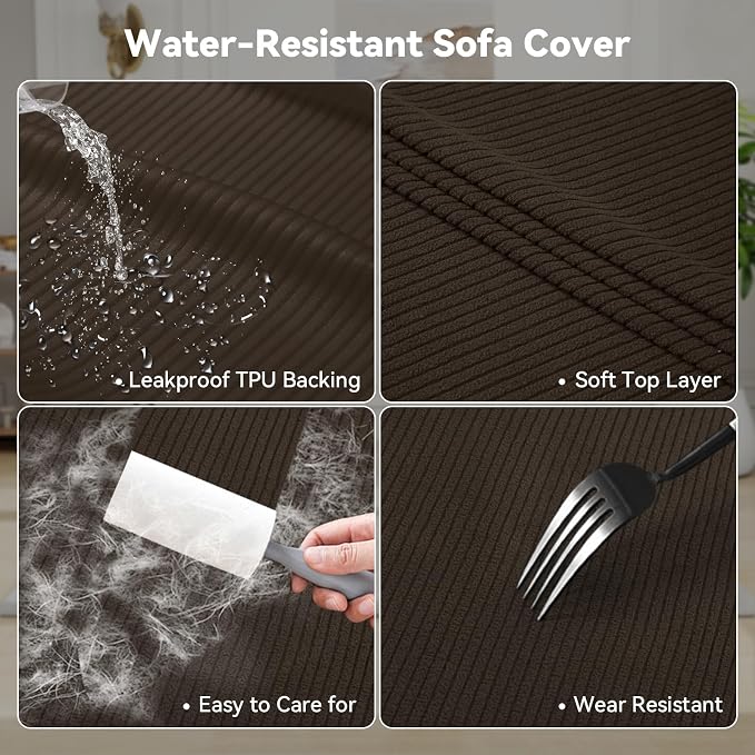 Waterproof Couch Cover 4-Piece Set Striped Sofa Slipcovers - Image 3