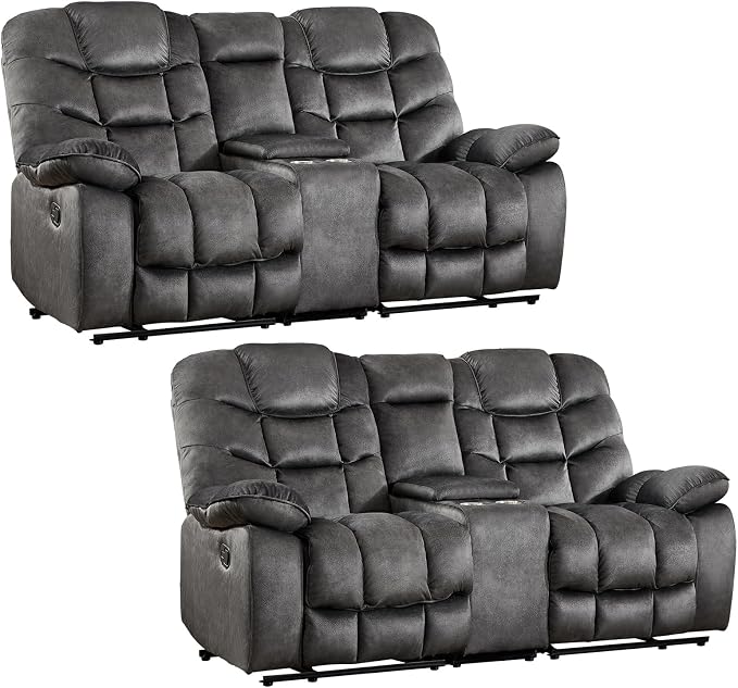 HAOMARKETS Manual Reclining Loveseat Sofa Set of 2 - Image 8