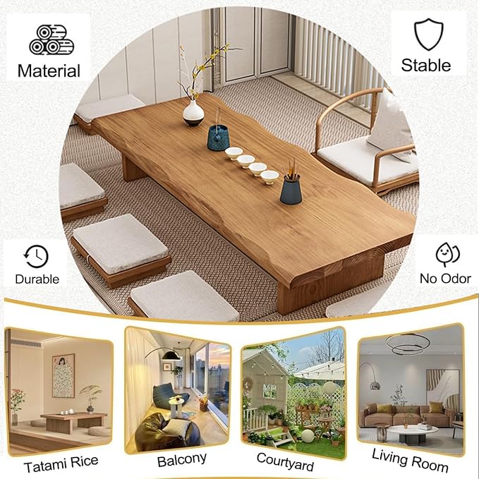 Solid Wood Japanese Low Floor Table Meditation Floor Sitting Altar Table - Image 4