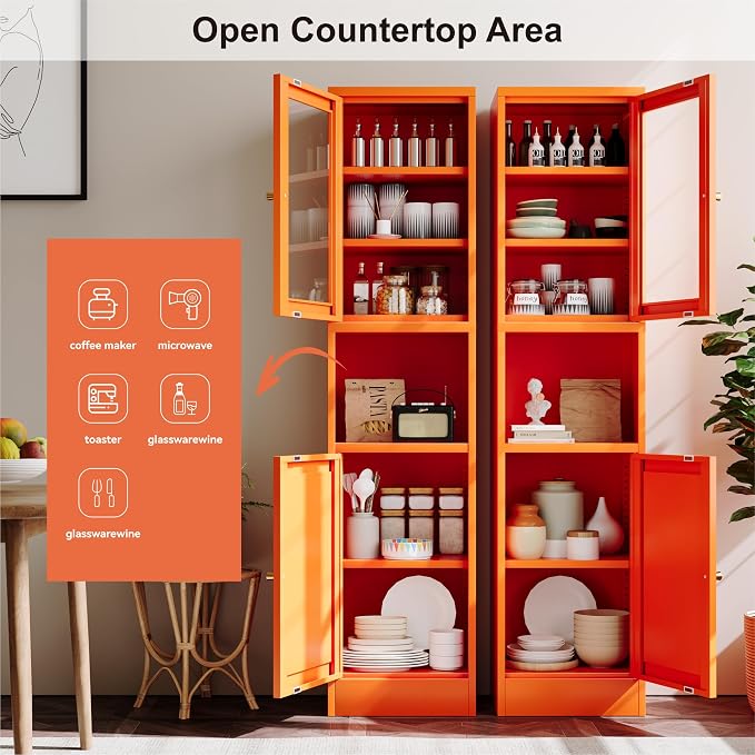YAUWOH 2-Door Metal Storage Cabinet, Tall Slim Pantry Organizer - Image 8