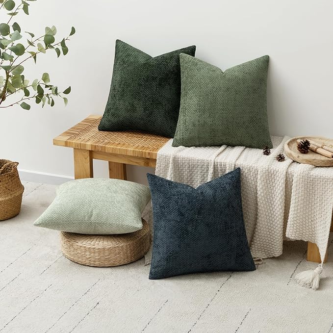 MIULEE Pack of 4 Couch Throw Pillow Covers 16x16 Inch Green Forest Soft - Image 4