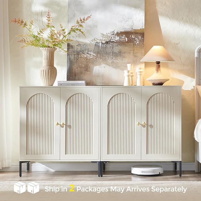 IFBUY Modern Sideboard Buffet Cabinet, 61.75" W Fluted Arched Buffet Cabinet - Image 8