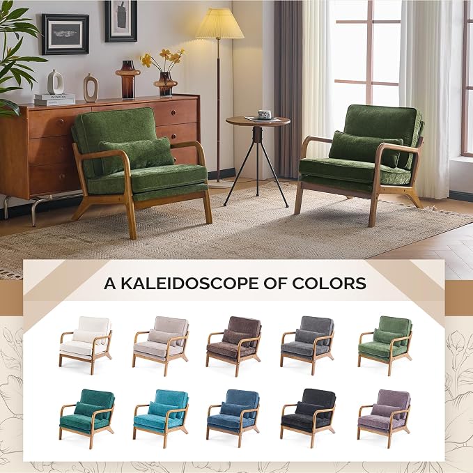 VINGLI Chenille Mid-Century Modern Accent Chair, Cute Reading Arm Chair - Image 7