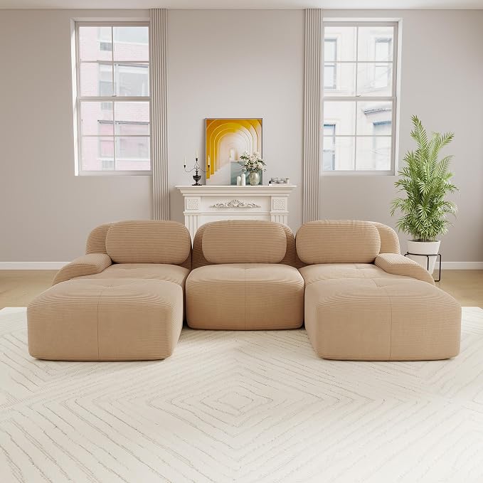 Boneless Sectional Couch, No Assembly Required, 117.3” U Shaped Modular Cloud - Image 2