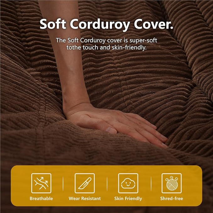 N&V Mid Century Armless Floor Sofa, Soft Premium Corduroy Lounge Chair - Image 7