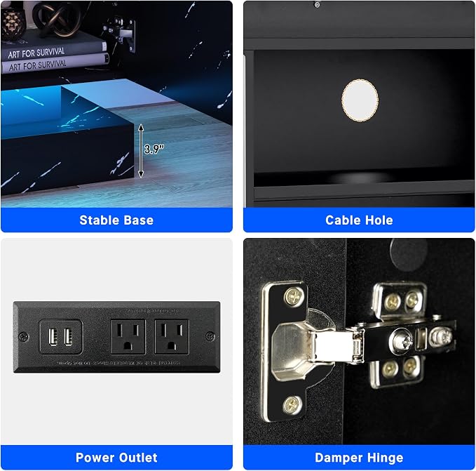 chartustriable 71IN LED TV Stands w/40 inch Fireplace Power Outlet - Image 7