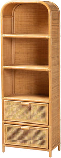 Bali & pari Curacao Modern Bohemian Light Honey Rattan 2-Drawer Bookcase by balipari