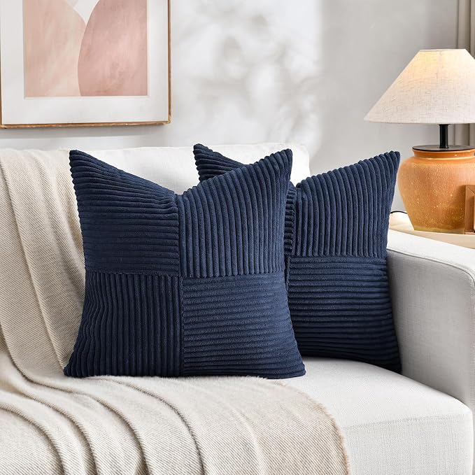 Fancy Homi 2 Packs Navy Blue Decorative Throw Pillow Covers 20x20 Inch - Image 7