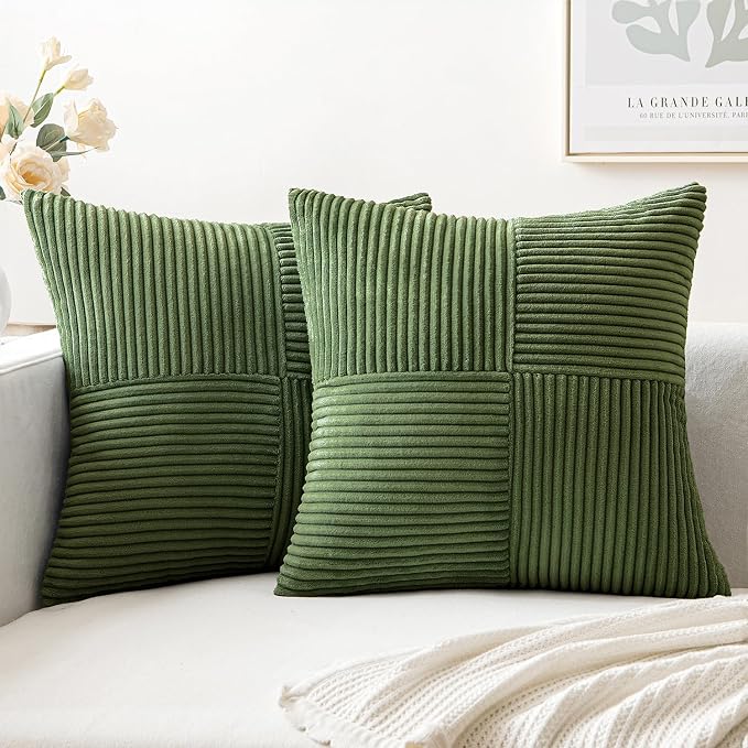 MIULEE Moss Green Decorative Throw Pillow Covers 20x20 Inch by MIULEE