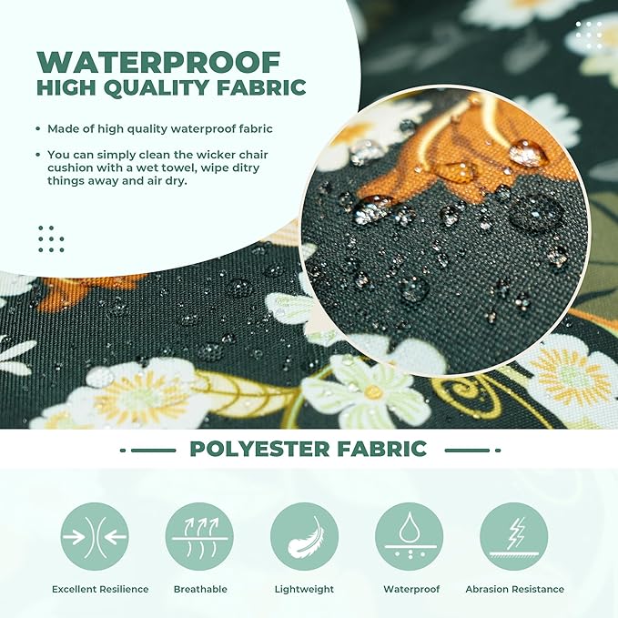 DANGHOOGY Wicker Chair Cushions, Waterproof Outdoor Loveseat Cushions - Image 4