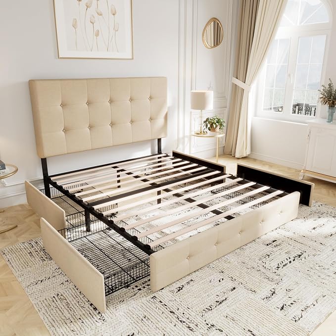 Allewie Upholstered Queen Size Platform Bed Frame - Image 8