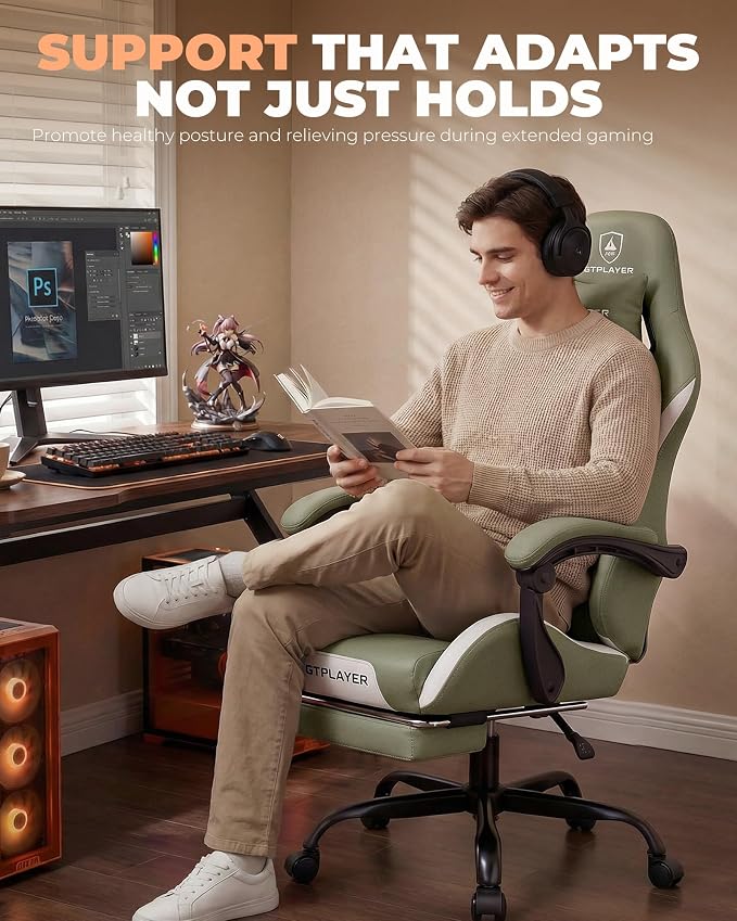 GTPLAYER Gaming Chair with Foot Rest & Pocket Spring Cushion, Ergonomic High - Image 6