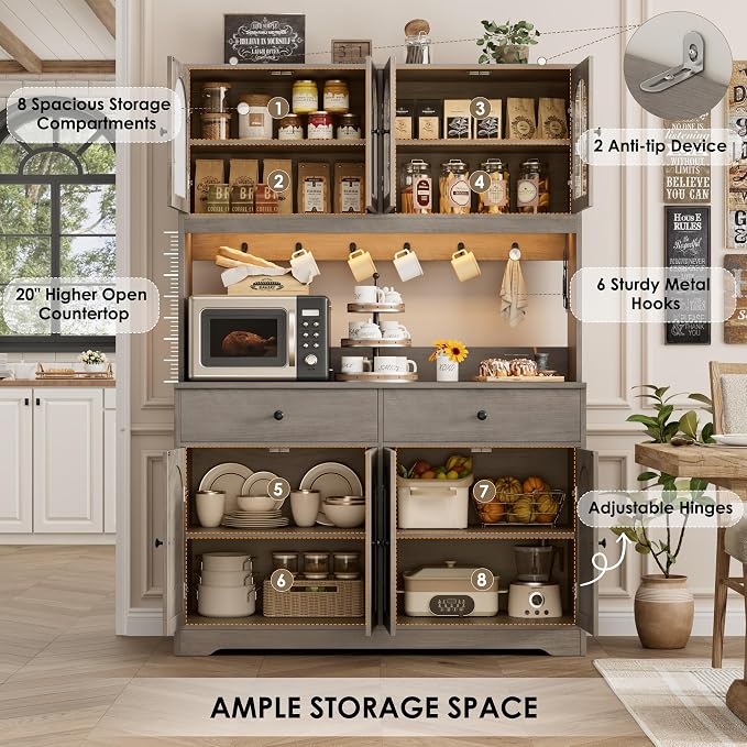 HIFIT 71" LED Kitchen Pantry Cabinet - Image 7