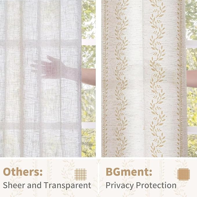 BGment Boho Curtains Leaf Floral Print Cottage Core Botanical Curtains - Image 5