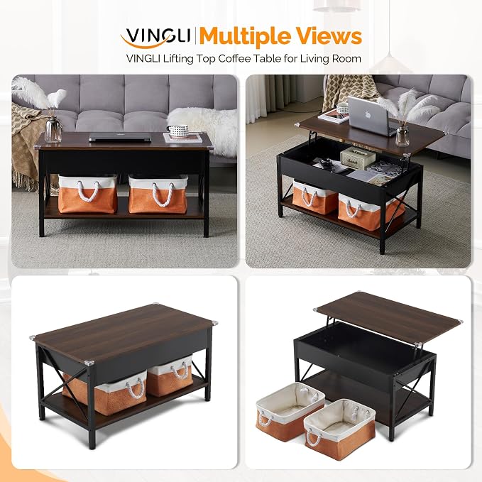 VINGLI 36" Lift Top Coffee Table - Image 5