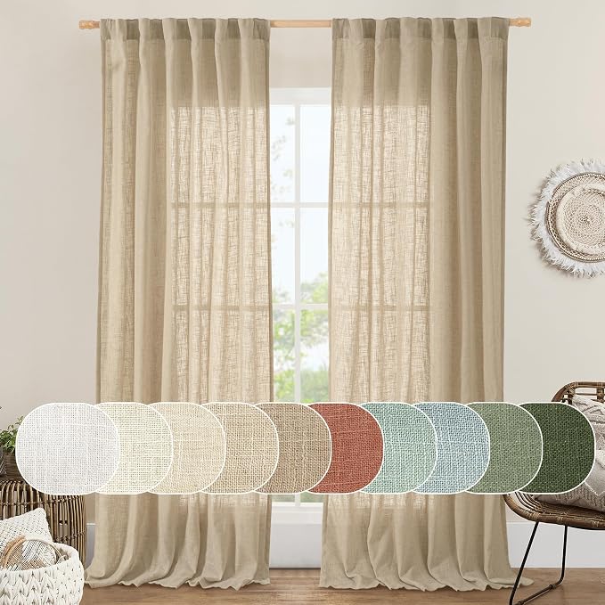 LAMIT Living Room Linen Curtains 95 Inch by LAMIT