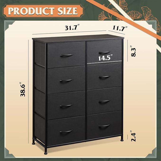WLIVE Fabric Dresser for Bedroom, Tall Dresser - Image 3