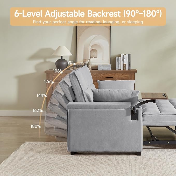 Auvsoce 65'' Chaise Lounge Chair Indoor, 3-in-1 Convertible Sofa Bed - Image 7