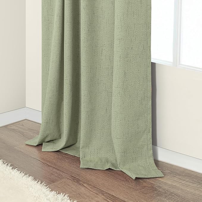Pitalk Light Sage Green Black Out Curtains 63 Inch Long 2 Panel Set Back Tab - Image 7