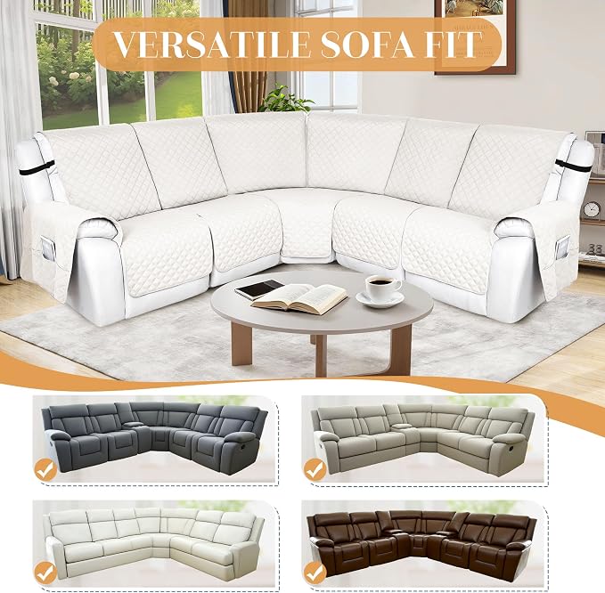 HDCAXKJ 100% Waterproof Reclining Sectional Couch Covers L Shape Recliner Sofa - Image 6