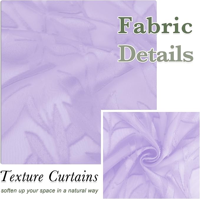 Lecloud Leia Light Purple Semi Sheer Curtains 45 Inch Length, Balance Light & - Image 9