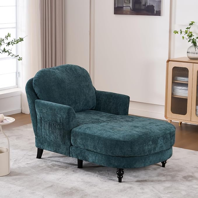 Chaise Lounge Chair Indoor, 59.8" Oversized Couch Reading Chairs, Chenille - Image 9