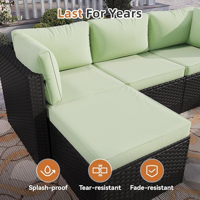 Aoxun Outdoor Patio Furniture Set, 5-Pieces All-Weather Rattan Sectional Sofa - Image 7