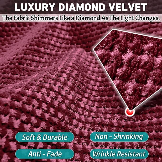 Burgundy Velvet Couch Arm Covers - Image 5