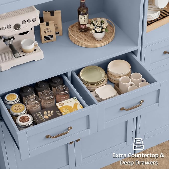 HOSTACK 71" Tall Kitchen Pantry Storage Cabinet, Modern Kitchen Hutch Bar - Image 6