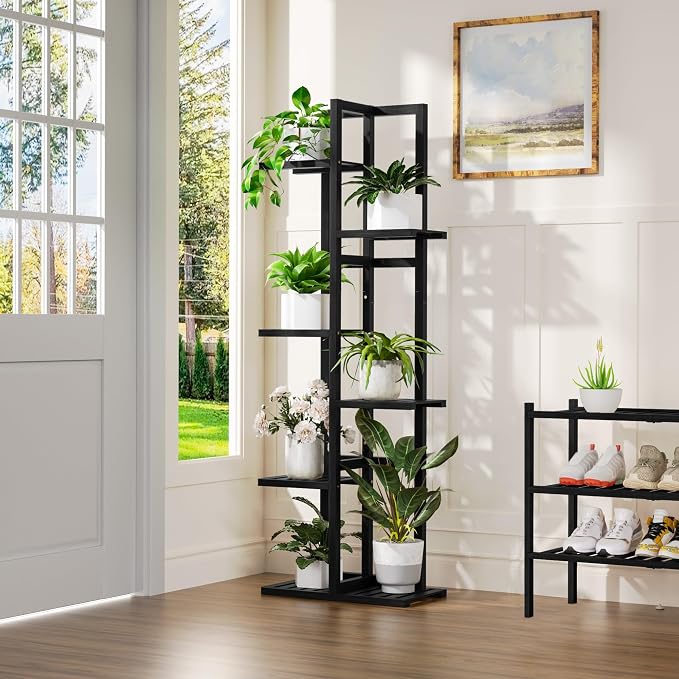 ROMGUAR CRAFT 6 Tier Bamboo Plant Stand Indoor, Wood Tall Flower Holder Corner - Image 2