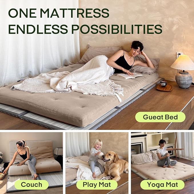 ZonLi Japanese Floor Futon Mattress Twin Size 75"x 39", 100% Cotton Cover 2.5'' - Image 4