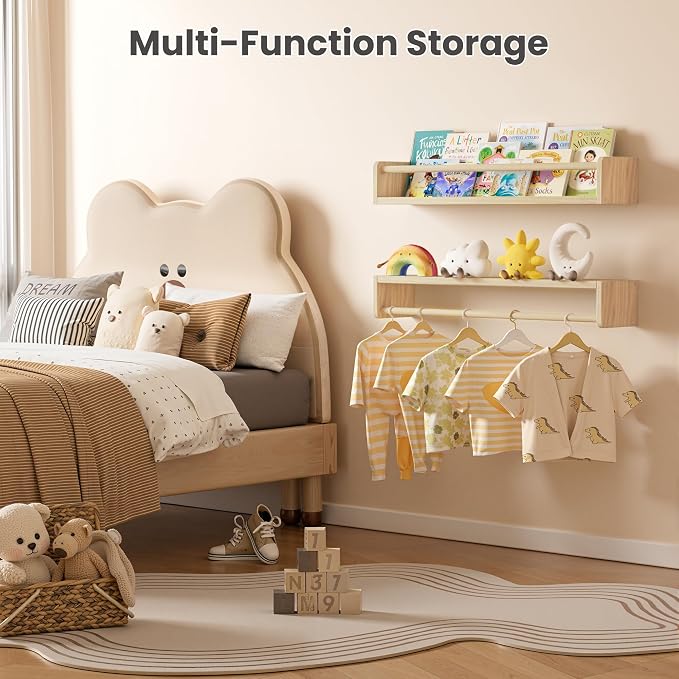 upsimples 2 Pack Nursery Book Shelves, 23.6 Inch Floating Bookshelves - Image 6