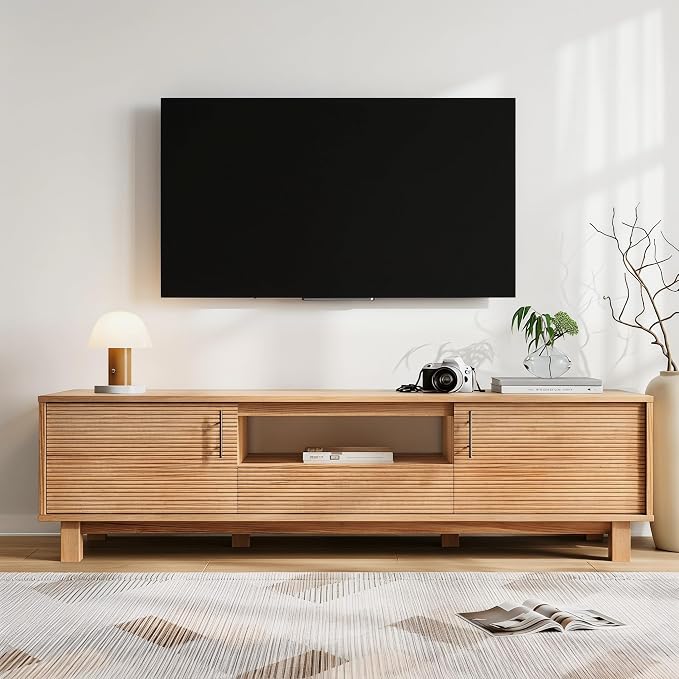 Marsail Boho Modern TV Stand up to 65 Inches, Fluted Entertainment Center - Image 3