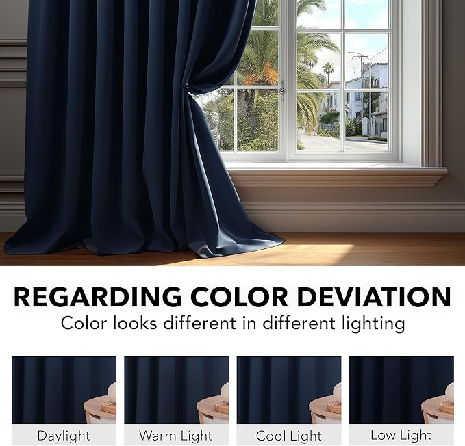 Deconovo Blackout Curtains, Thermal Insulated, W38 x L63 2 Panels, Back Tab - Image 6