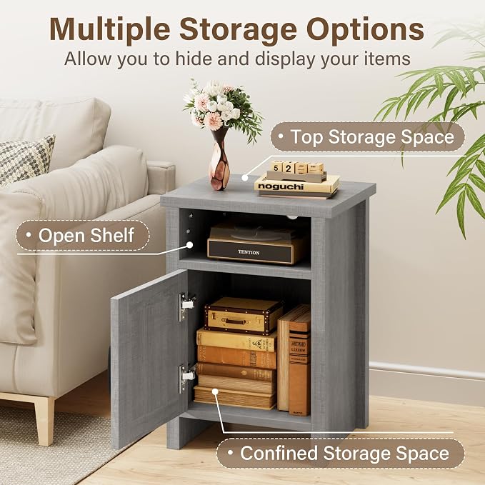JUMMICO Farmhouse Nightstand, Modern Bedside Table - Image 3