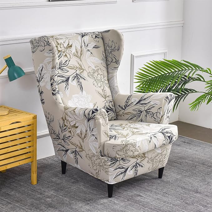 KRFOONN Wingback Chair Covers Slipcovers 2 Piece Stretch Wing Chair Covers - Image 2