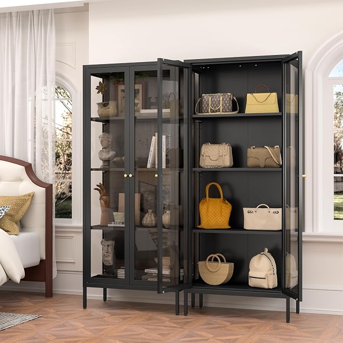 Polup Display Cabinet with 3 Side Tempered Glass, Metal Storage Cabinet & - Image 9
