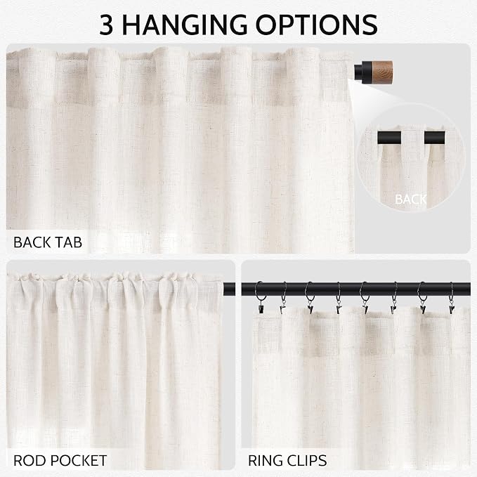 Ivory White Linen Curtains 102 Inches Long - Image 2
