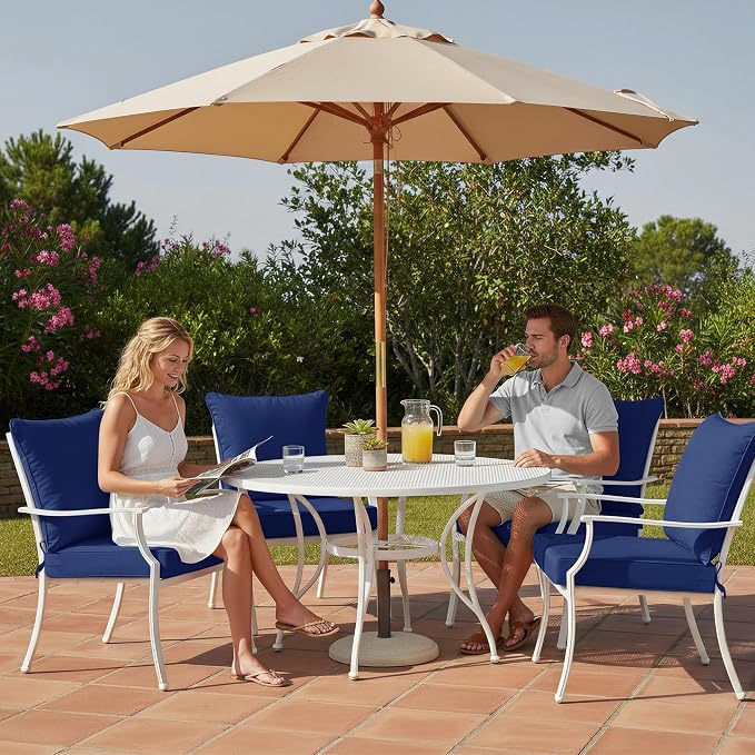 Summsun Outdoor Chair Cushions Set of 4, Waterproof Backrest and Deep Seat - Image 2