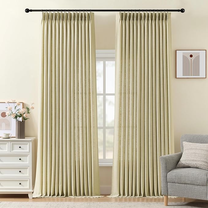 IVAPUPU 96 Inch Linen Curtains 2 Panel Set by IVAPUPU