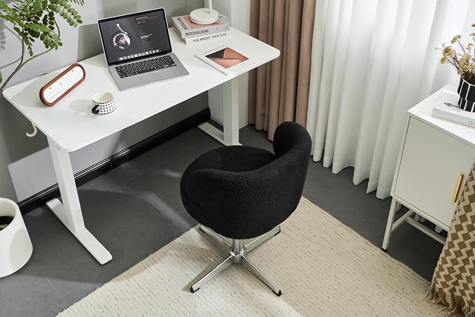 VINGLI Cute Small Swivel Desk Chair Comfy no Wheels, Ergonomic Low-Back Lumbar - Image 3