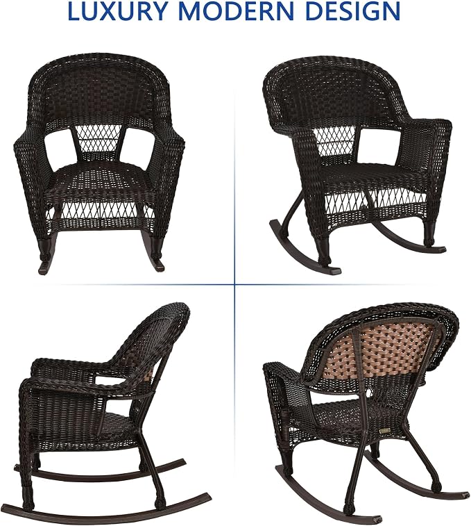 Jeco 3 Piece Rocker Wicker Chair Set - Image 9