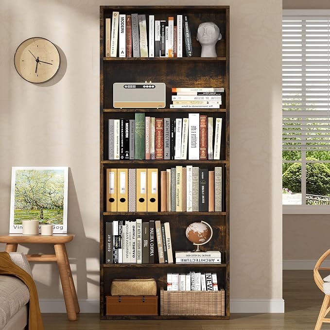 Shintenchi Bookshelf, 6-Tier Open Bookcase and Bookshelves, 6 Shelf Display - Image 2