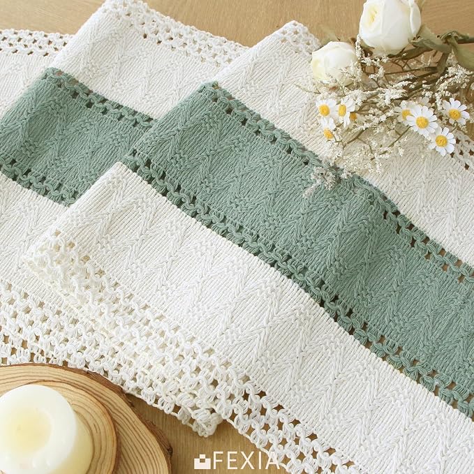 FEXIA Sage Green Table Runner 48 Inches Long - Image 3