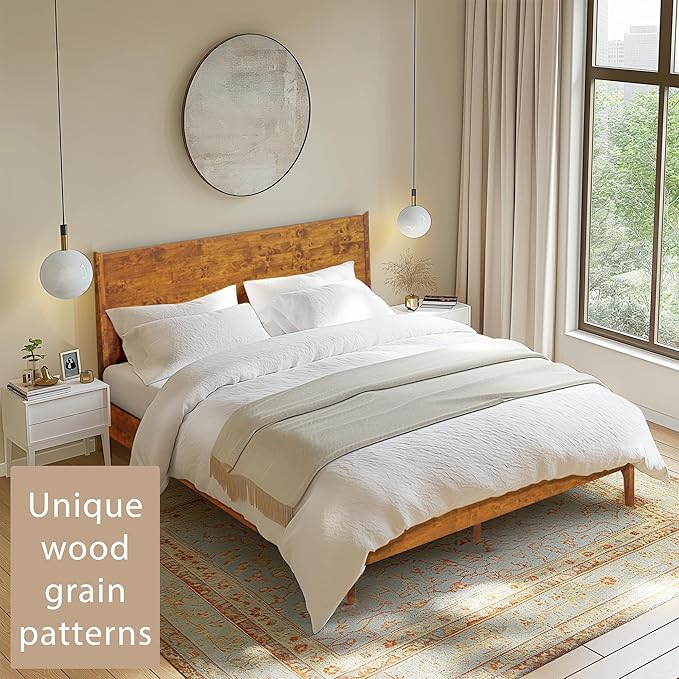 Acacia Haven King Wooden Bed Frame, 100% Solid Wood Platform Bed - Image 3