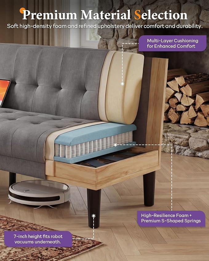 TYBOATLE Sofa Couch, Living Room Furniture Sectional Sofa Sets 2 Pic, Tufted - Image 6