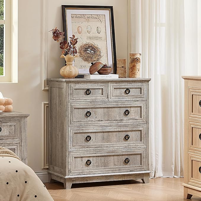 Joaxswe Farmhouse 5 Drawer Dresser - Image 10