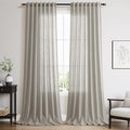 Silver Grey Linen Curtains 102 Inches by Nanspring